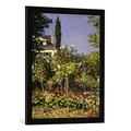 Gerahmtes Bild von Claude Monet Jardin en Fleurs, Kunstdruck im hochwertigen handgefertigten Bilder-Rahmen, 50x70 cm, Schwarz matt