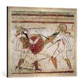 Gerahmtes Bild von Griechische Malerei Speerzweikampf/griech. 4.Jh. v.Chr, Kunstdruck im hochwertigen handgefertigten Bilder-Rahmen, 70x50 cm, Silber raya