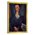 Gerahmtes Bild von Amedeo Modigliani Portrait of a Woman with a White Collar, Kunstdruck im hochwertigen handgefertigten Bilder-Rahmen, 60x80 cm, Gold raya