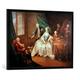 Gerahmtes Bild von Johann Christian Mannlich "Marie-Anne Camasse, Comtesse de Forbach, und zwei ihrer Kinder", Kunstdruck im hochwertigen handgefertigten Bilder-Rahmen, 100x70 cm, Schwarz matt