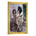 Gerahmtes Bild von Antoine Auguste Ernest Herbert or Hebert "Young girls of Ischia", Kunstdruck im hochwertigen handgefertigten Bilder-Rahmen, 50x70 cm, Gold raya
