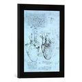 Gerahmtes Bild von Leonardo nach da Vinci The Heart, facsimile of the Windsor book, Kunstdruck im hochwertigen handgefertigten Bilder-Rahmen, 30x40 cm, Schwarz matt