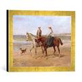 Gerahmtes Bild von Heywood Hardy Riders on The Shore, Kunstdruck im Hochwertigen handgefertigten Bilder-Rahmen, 40x30 cm, Gold Raya