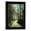 Gerahmtes Bild von John Atkinson Grimshaw Moonlight Walk, Kunstdruck im hochwertigen handgefertigten Bilder-Rahmen, 30x40 cm, Schwarz matt