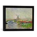 Gerahmtes Bild von Claude Monet Tulip Field in Holland, Kunstdruck im hochwertigen handgefertigten Bilder-Rahmen, 40x30 cm, Schwarz matt