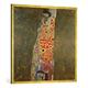 Gerahmtes Bild von Gustav Klimt "Die Hoffnung II 1907-08", Kunstdruck im hochwertigen handgefertigten Bilder-Rahmen, 100x100 cm, Gold raya