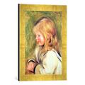Gerahmtes Bild von Pierre Auguste Renoir The Child in a White Shirt Reading, 1905", Kunstdruck im hochwertigen handgefertigten Bilder-Rahmen, 30x40 cm, Gold raya