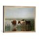 Gerahmtes Bild von Pieter StortenbekerSich im Wasser spiegelnde Kühe, Kunstdruck im hochwertigen handgefertigten Bilder-Rahmen, 70x50 cm, Silber raya