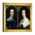 Gerahmtes Bild von Sir Anthony van Dyck "Charles I of England (1600-49) and Queen Henrietta Maria (1609-69)", Kunstdruck im hochwertigen handgefertigten Bilder-Rahmen, 40x30 cm, Gold raya