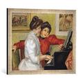 Gerahmtes Bild von Pierre Auguste Renoir Yvonne and Christine Lerolle at the piano, 1897", Kunstdruck im hochwertigen handgefertigten Bilder-Rahmen, 60x40 cm, Silber raya