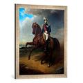 Gerahmtes Bild von Charles-Edouard Boutibonne Napoleon III. zu Pferde, Kunstdruck im hochwertigen handgefertigten Bilder-Rahmen, 50x70 cm, Silber raya