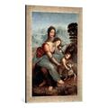 Gerahmtes Bild von Leonardo da VinciDie Heilige Anna selbdritt, Kunstdruck im hochwertigen handgefertigten Bilder-Rahmen, 40x60 cm, Silber raya