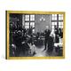 Gerahmtes Bild von André Brouillet A Clinical Lesson with Doctor Charcot at the Salpetriere, 1887", Kunstdruck im hochwertigen handgefertigten Bilder-Rahmen, 70x50 cm, Gold raya