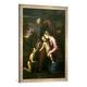 Gerahmtes Bild von RaffaelDie Heilige Familie mit dem kleinen Johannes, Kunstdruck im hochwertigen handgefertigten Bilder-Rahmen, 60x80 cm, Silber raya