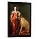 Gerahmtes Bild von Sir Anthony nach van Dyck Full length portrait of Charles II as a boy with a mastiff, Kunstdruck im hochwertigen handgefertigten Bilder-Rahmen, 50x70 cm, Schwarz matt