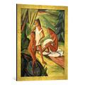 Gerahmtes Bild von Dorothea Maetzel-Johannsen Drei Mädchen am Wasser I, Kunstdruck im hochwertigen handgefertigten Bilder-Rahmen, 50x70 cm, Gold raya