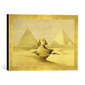 Gerahmtes Bild von David Roberts "The Great Sphinx and the Pyramids of Giza, from 'Egypt and Nubia', Vol.1", Kunstdruck im hochwertigen handgefertigten Bilder-Rahmen, 40x30 cm, Gold raya