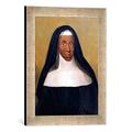 Gerahmtes Bild von French School Portrait of Louise-Marie-Therese (1664-1732) The Black Nun of Moret, Kunstdruck im hochwertigen handgefertigten Bilder-Rahmen, 30x40 cm, Silber raya