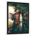 Gerahmtes Bild von William Powell Frith "Henry VIII and Anne Boleyn Deer Shooting in Windsor Forest", Kunstdruck im hochwertigen handgefertigten Bilder-Rahmen, 70x100 cm, Schwarz matt
