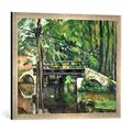 Gerahmtes Bild von Paul Cézanne The Bridge at Maincy, or The Bridge at Mennecy, or The Little Bridge, c.1879, Kunstdruck im hochwertigen handgefertigten Bilder-Rahmen, 70x50 cm, Silber Raya