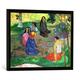 Gerahmtes Bild von Paul Gauguin "Les Parau Parau , or Conversation, 1891", Kunstdruck im hochwertigen handgefertigten Bilder-Rahmen, 70x50 cm, Schwarz matt