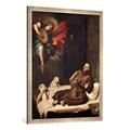 Gerahmtes Bild von Francisco Ribalta "Der Heilige Franziskus, von einem musizierenden Engel getröstet", Kunstdruck im hochwertigen handgefertigten Bilder-Rahmen, 70x100 cm, Silber raya