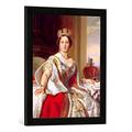 Gerahmtes Bild von Franz Xavier nach Winterhalter Portrait of Queen Victoria (1819-1901) 1859", Kunstdruck im hochwertigen handgefertigten Bilder-Rahmen, 40x60 cm, Schwarz matt