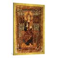 Gerahmtes Bild von karolingisch Buchmalerei "Majestas Domini / Godescalc-Evangelistar", Kunstdruck im hochwertigen handgefertigten Bilder-Rahmen, 70x100 cm, Gold raya