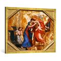 Gerahmtes Bild von Jacques Stella "Jésus-Christ reçoit la Vierge dans le ciel", Kunstdruck im hochwertigen handgefertigten Bilder-Rahmen, 100x70 cm, Gold raya