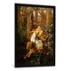 Gerahmtes Bild von Viktor Michailowitsch Wasnezow "Iwan Zarewitsch reitet auf dem grauen Wolf", Kunstdruck im hochwertigen handgefertigten Bilder-Rahmen, 70x100 cm, Schwarz matt