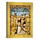 Gerahmtes Bild von GlasmalereiDer hl.Bernhard von Clairvaux betet während der Ernte, Kunstdruck im hochwertigen handgefertigten Bilder-Rahmen, 30x40 cm, Gold raya