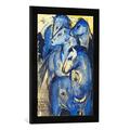 Gerahmtes Bild von Franz Marc Turm blauer Pferde, Kunstdruck im hochwertigen handgefertigten Bilder-Rahmen, 40x60 cm, Schwarz matt