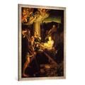 Gerahmtes Bild von Correggio "Die Heilige Nacht", Kunstdruck im hochwertigen handgefertigten Bilder-Rahmen, 70x100 cm, Silber raya