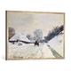 Gerahmtes Bild von Claude Monet "Wagen auf verschneiter Strasse in Honfleur", Kunstdruck im hochwertigen handgefertigten Bilder-Rahmen, 100x70 cm, Silber Raya