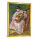 Gerahmtes Bild von Auguste Renoir "Frau mit Gitarre", Kunstdruck im hochwertigen handgefertigten Bilder-Rahmen, 70x100 cm, Gold Raya