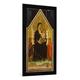 Gerahmtes Bild von Segna di Buonaventura "Madonna mit Kind und den heiligen Bartholomäus und Ansanus und einer kleinen Stifterfigur", Kunstdruck im hochwertigen handgefertigten Bilder-Rahmen, 50x100 cm, Schwarz matt