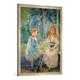 Gerahmtes Bild von Berthe Morisot "Kleine Mädchen vor dem Fenster", Kunstdruck im hochwertigen handgefertigten Bilder-Rahmen, 70x100 cm, Silber Raya