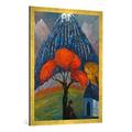 Gerahmtes Bild von Marianne von Werefkin "Der rote Baum", Kunstdruck im hochwertigen handgefertigten Bilder-Rahmen, 70x100 cm, Gold Raya