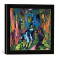 Gerahmtes Bild von Ernst Ludwig Kirchner Kühe im Wald, Kunstdruck im hochwertigen handgefertigten Bilder-Rahmen, 30x30 cm, Schwarz matt