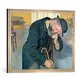 Gerahmtes Bild von Ferdinand Hodler Enttäuschte Seele - Alter Mann, Kunstdruck im hochwertigen handgefertigten Bilder-Rahmen, 70x50 cm, Silber Raya