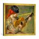 Gerahmtes Bild von Auguste Renoir Mädchen mit Gitarre, Kunstdruck im hochwertigen handgefertigten Bilder-Rahmen, 70x50 cm, Gold Raya