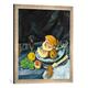 Gerahmtes Bild von Georges Leslie Hunter Stillleben mit Melone, Glas und einem Fächer, Kunstdruck im hochwertigen handgefertigten Bilder-Rahmen, 50x70 cm, Silber Raya