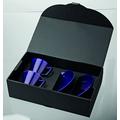 geschenkartikel-shopping Set aus 2 Kaffeetassen mit Untertasse aus Keramik im Geschenkkarton (Blau)