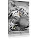 Pixxprint LFs7900_60x40 erschöpfter Tiger Format auf Leinwand, fertig gerahmt mit Keilrahmen, Kunstdruck, kein Poster oder Plakat, schwarz / weiß