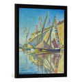 Gerahmtes Bild von Paul Signac Segelboote im Hafen von St.Tropez, Kunstdruck im hochwertigen handgefertigten Bilder-Rahmen, 50x70 cm, Schwarz matt