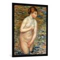 Gerahmtes Bild von Auguste Renoir "Weiblicher Akt im Wasser", Kunstdruck im hochwertigen handgefertigten Bilder-Rahmen, 70x100 cm, Schwarz matt