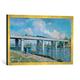 Gerahmtes Bild von Claude Monet "Die Eisenbahnbrücke von Argenteuil", Kunstdruck im hochwertigen handgefertigten Bilder-Rahmen, 70x50 cm, Gold Raya