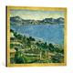 Gerahmtes Bild von Paul Cézanne L'Estaque. Landschaft im Golf von Marseille, Kunstdruck im hochwertigen handgefertigten Bilder-Rahmen, 70x50 cm, Gold Raya
