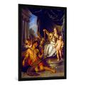 Gerahmtes Bild von Charles Antoine Coypel "Herkules und Omphale", Kunstdruck im hochwertigen handgefertigten Bilder-Rahmen, 70x100 cm, Schwarz matt