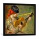 Gerahmtes Bild von Auguste Renoir Mädchen mit Gitarre, Kunstdruck im hochwertigen handgefertigten Bilder-Rahmen, 70x50 cm, Schwarz matt